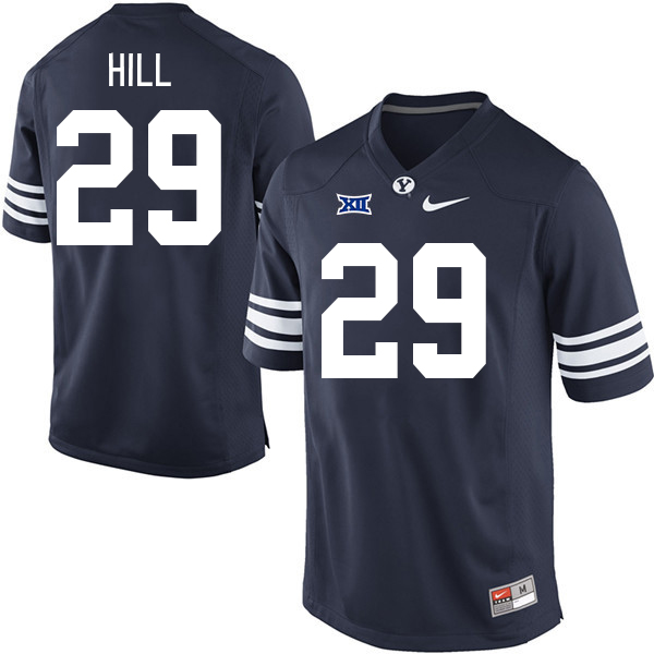 BYU Cougars #29 Jake Hill Big 12 Conference College Football Jerseys Stitched Sale-Navy